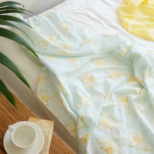 라이트 블랭킷 - 플레르(옐로우) 아기낮잠이불/얇은담요/신생아 애착템 꽃무늬